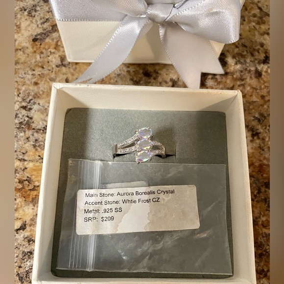 Aurora Borealis Crystal Frost White Stone Cubic Zirconia Sterling Silver Ring 8 - Picture 12 of 13